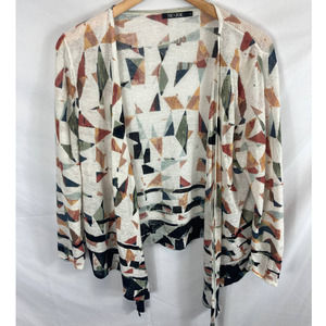 Nic + Zoe Patterned Linen Blend Cardigan Size Large